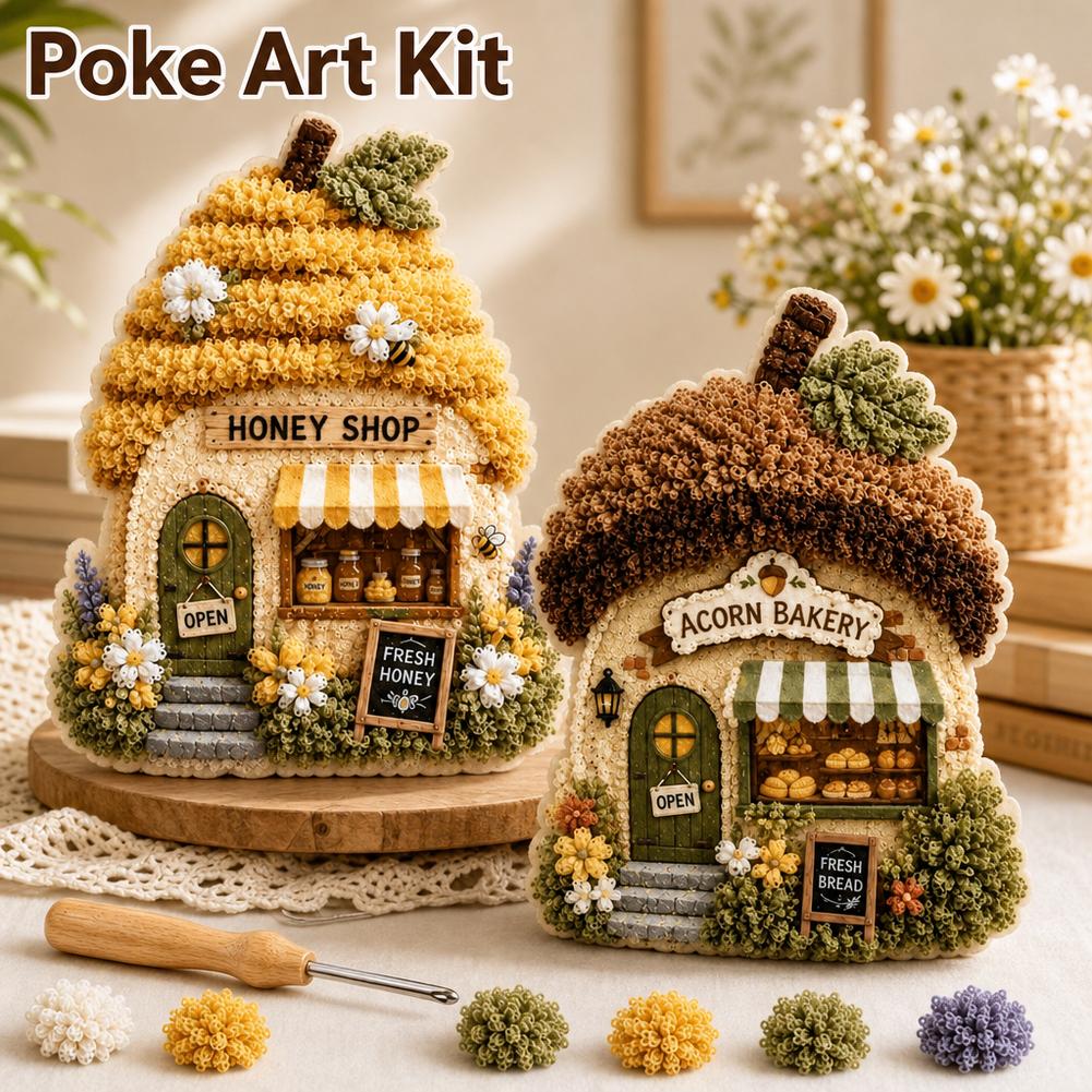 Art Craft Village - Whimsical Village 3D Fabric Poke Art