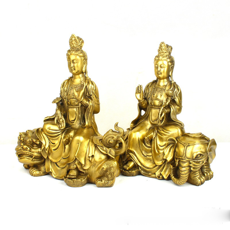 Art Craft Elephant - Manjushri Samantabhadra Buddha Figurine with Green