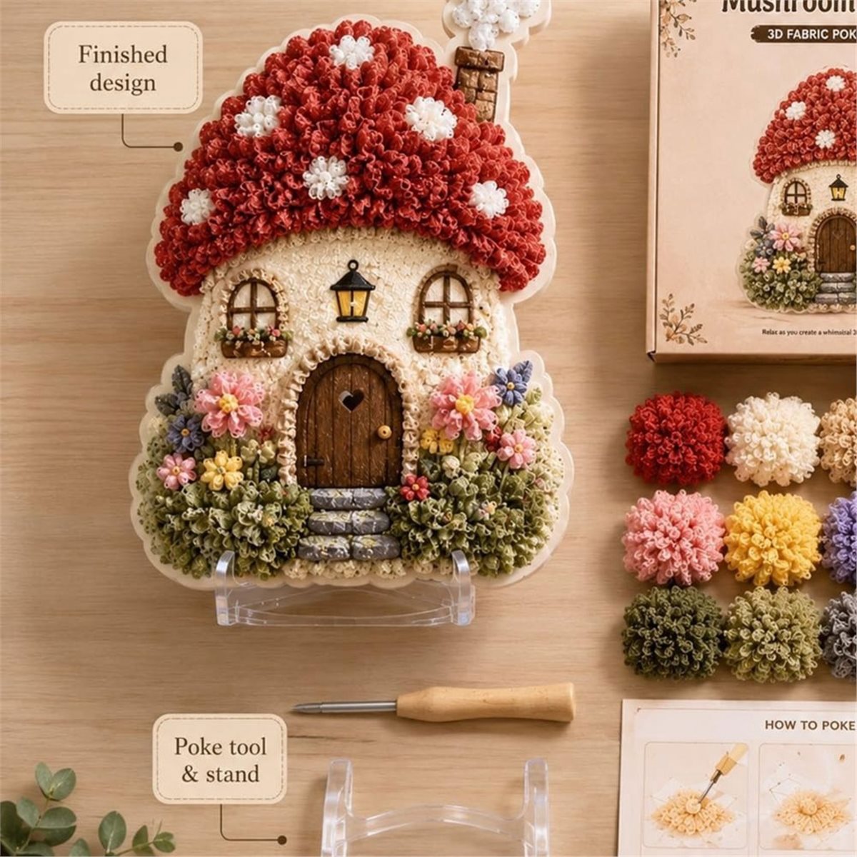Art Craft Village - Whimsical Village 3D Fabric Poke Art