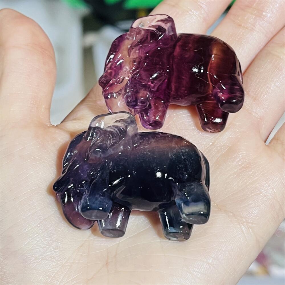 2PCS Colored Fluorite Crystal  - Art Craft Elephant recension och pris