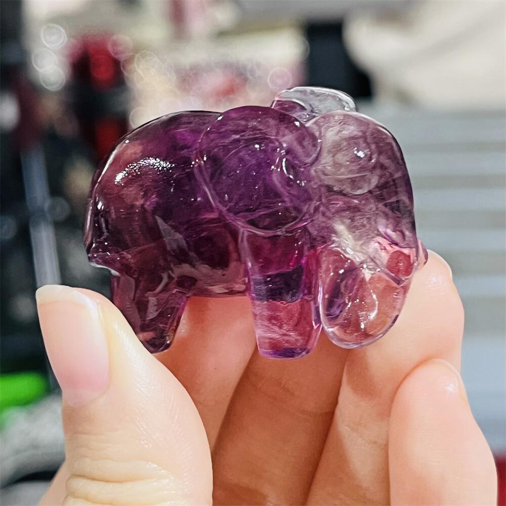 2PCS Colored Fluorite Crystal  - Art Craft Elephant recension och pris