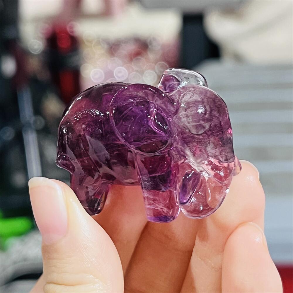 2PCS Colored Fluorite Crystal  - Art Craft Elephant recension och pris