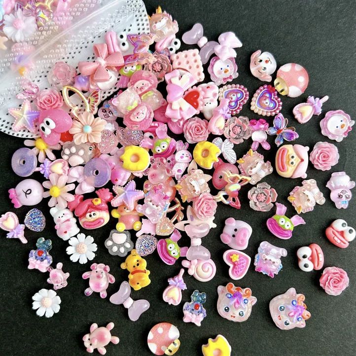 50pcs Resin Pink Flower Nail C - Art Craft Us recension och pris