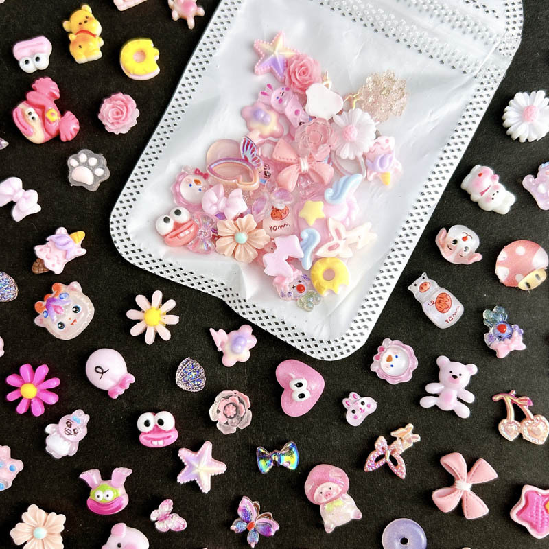 50pcs Resin Pink Flower Nail C - Art Craft Us recension och pris