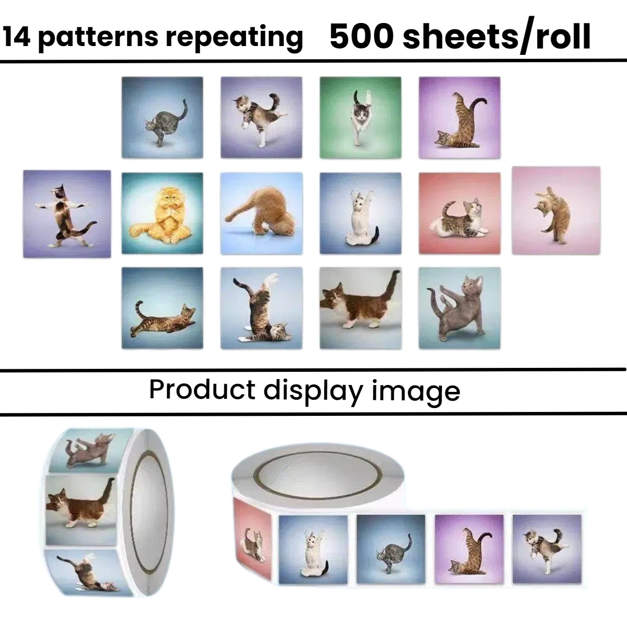 500pcs Cute Cat Roll Stickers  - Art Craft Journal recension och pris