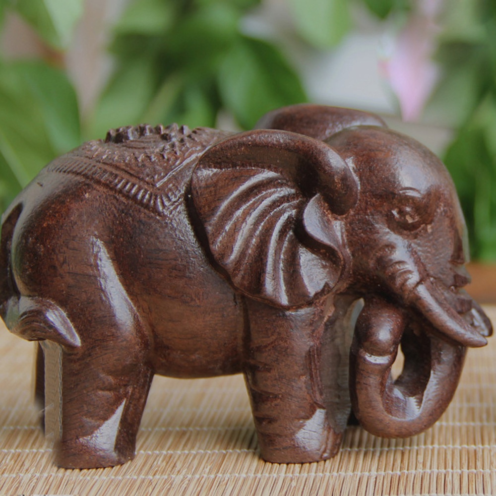 Wooden Elephant Sculpture Deco - Art Craft Elephant recension och pris