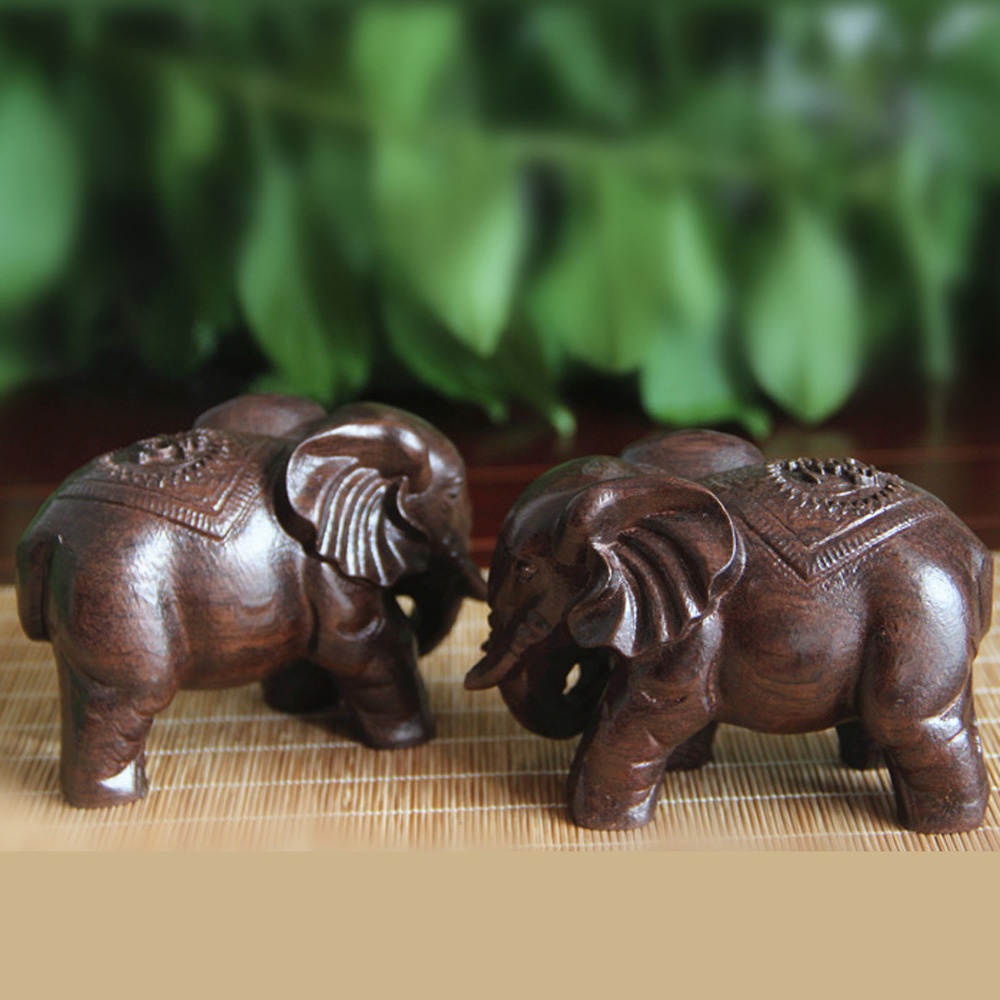 Wooden Elephant Sculpture Deco - Art Craft Elephant recension och pris