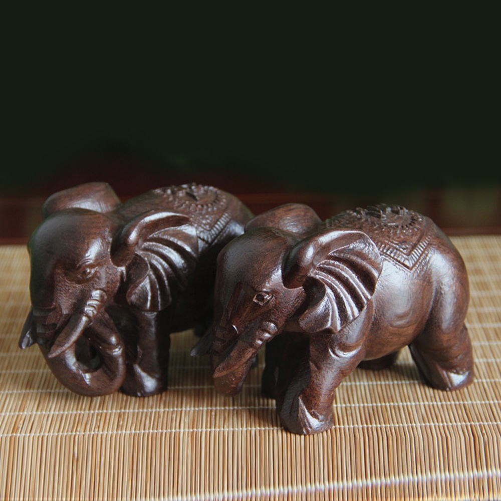 Wooden Elephant Sculpture Deco - Art Craft Elephant recension och pris